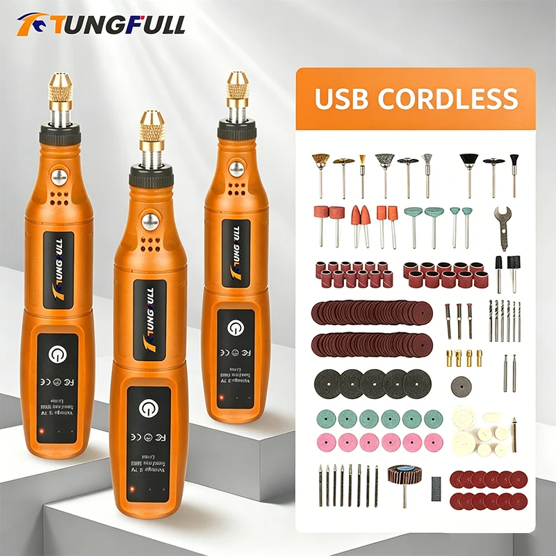 Workshop Tools For Carpentry - TUNGFULL Mini Electric Grinder Wireless Rechargeable