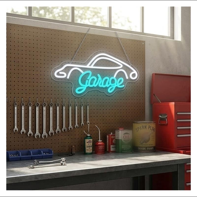 Garage Neon Sign LED Light Dim - đánh giá và giá Workshop Tools Wallpaper